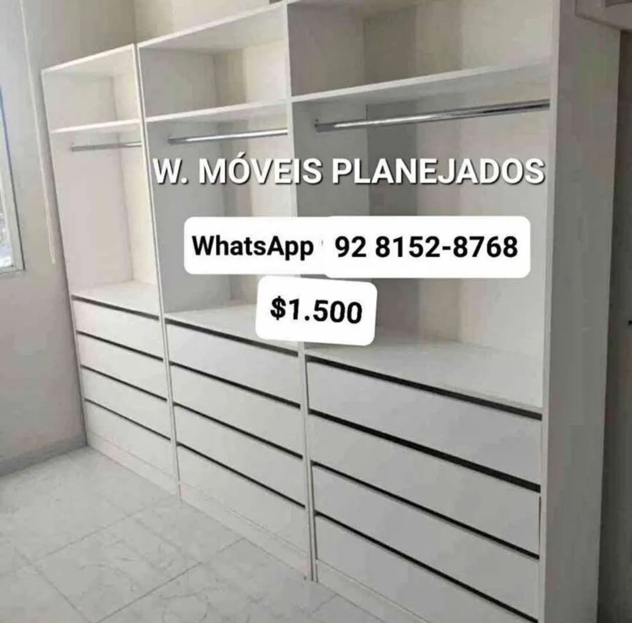 CLOSET 12 GAVETAS Planejado Branco - Novo