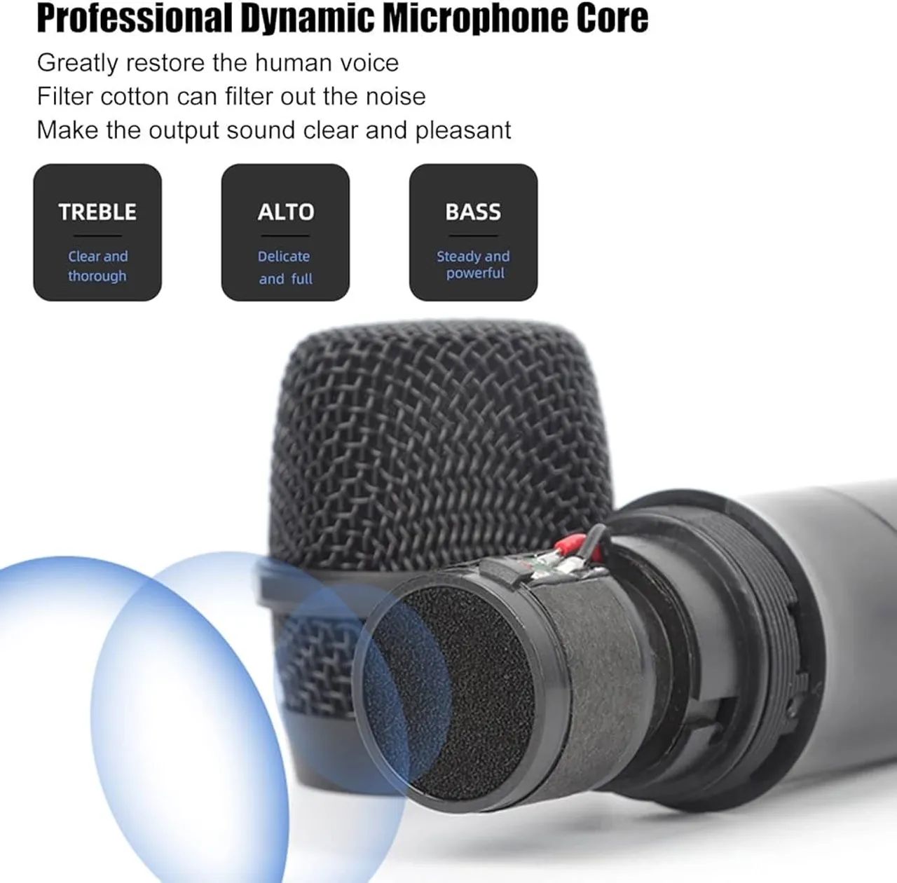 Microfone DinâMico de Mão,131 PéS Redução Ruído Som NíTido Sem Distorção Microfone Sem Fio - Foto 5