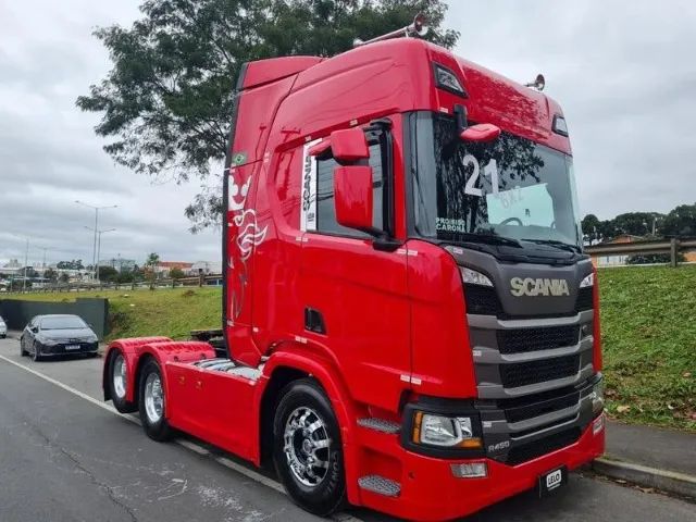 Scania R450 6x2 Highline Ano 21 Euro 5 Farol de teto grade Geladeira Carenagem Lateral  - Foto 7