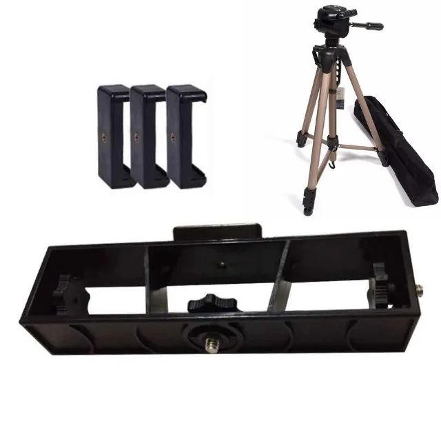 Tripé c/ Bolsa e Engate Rápido WT3770 + Suporte p/ 3 Celulares