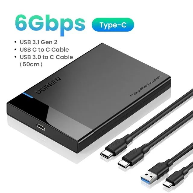 Case Externo Disco Rígido SATA 2.5 UGREEN USB 3.2 Enclosure HD SSD Externo 2.5
