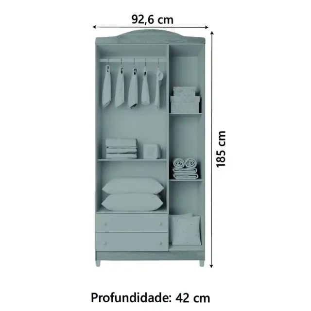 Guarda Roupa Infantil 3 Portas 2 Gavetas DIVIDIMOS EM ATÉ 10X SEM JUROS - Foto 3