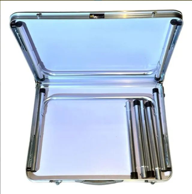 Mesa dobrável em alumínio e MDF 90x60cm, - Foto 4