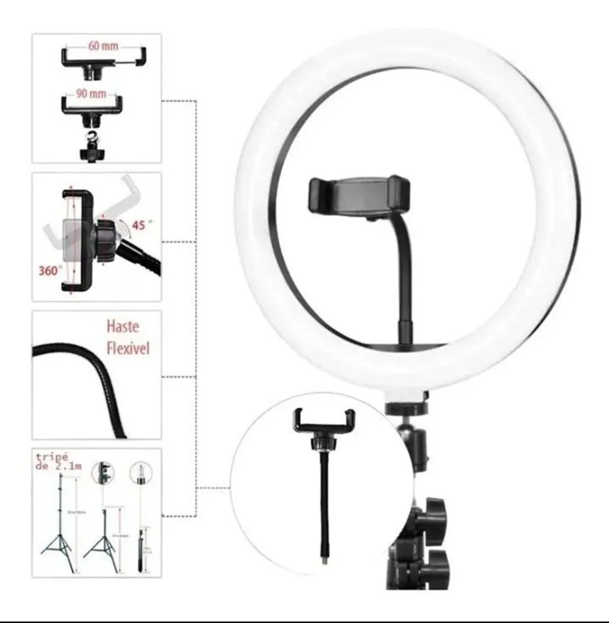 Ring Light com Tripé - Iluminação Perfeita para Fotos e Vídeos! - Foto 3