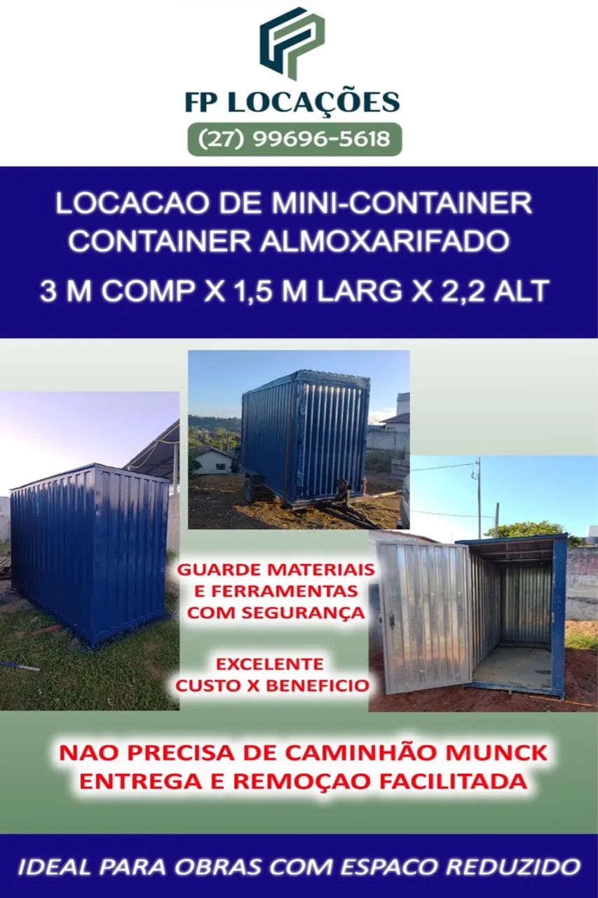 Aluguel de Mini Container, contêiner Almoxarifado, box  