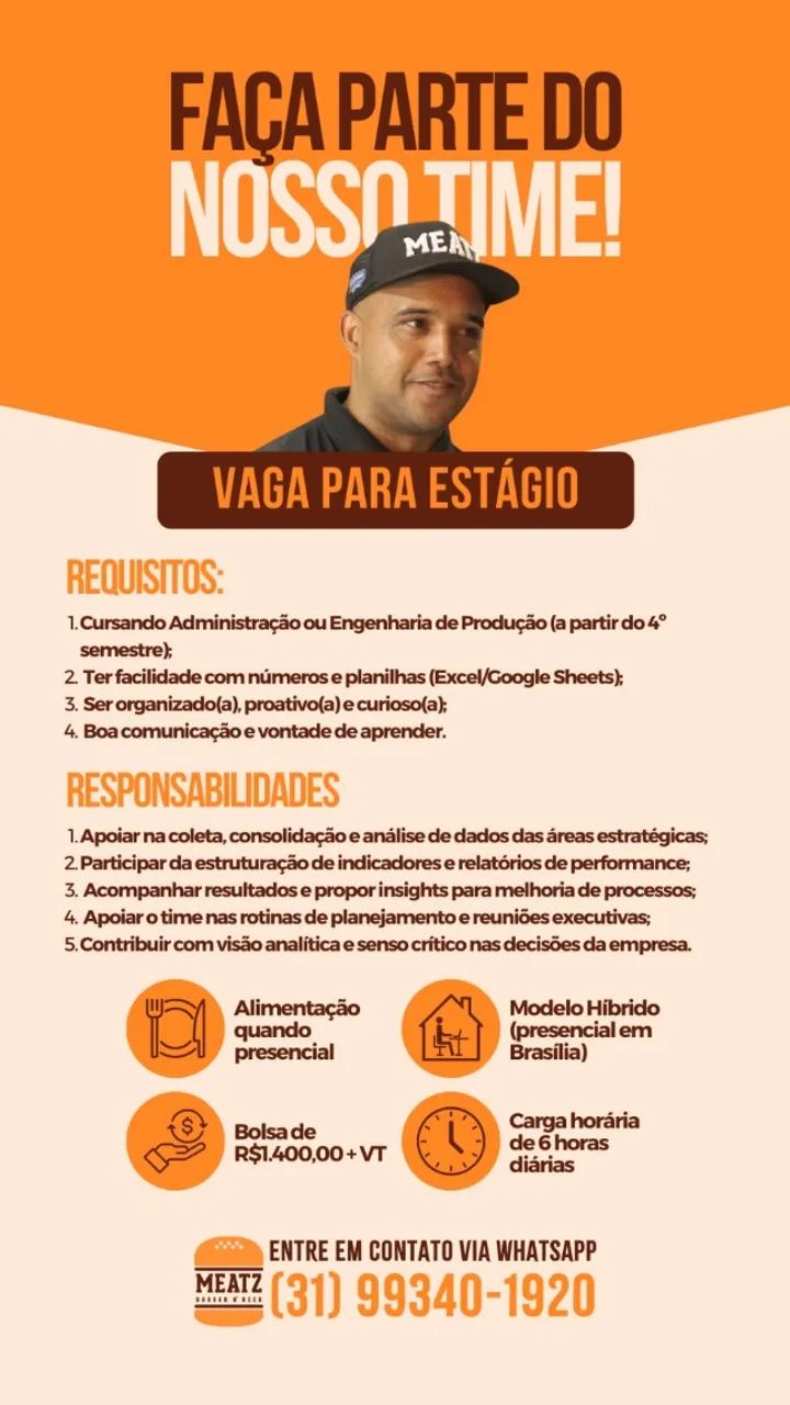 Estágiario em Planejamento estratégico Rede Hambúrguer.