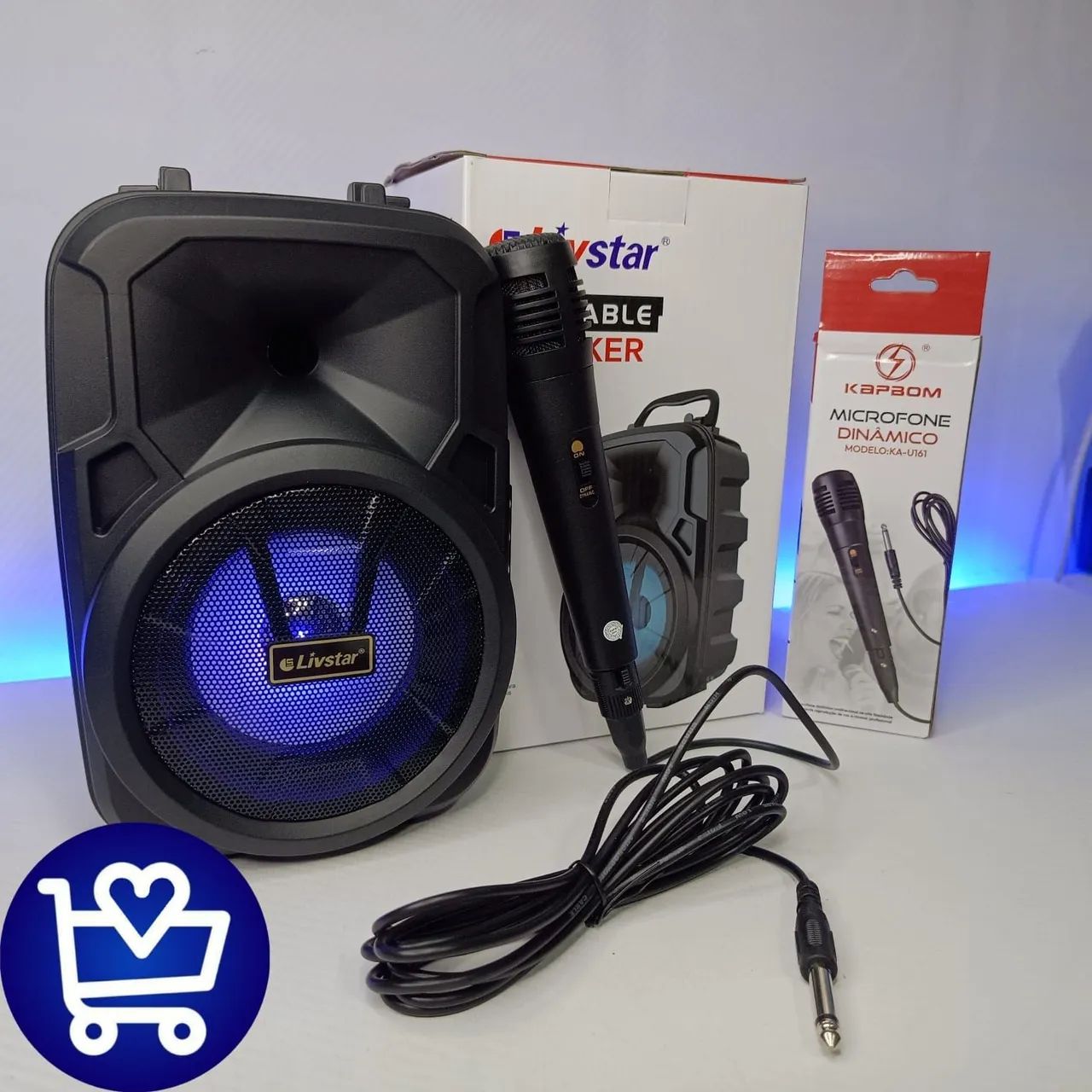 Caixa de Som Portátil Bluetooth Livstar com Microfone - Foto 2