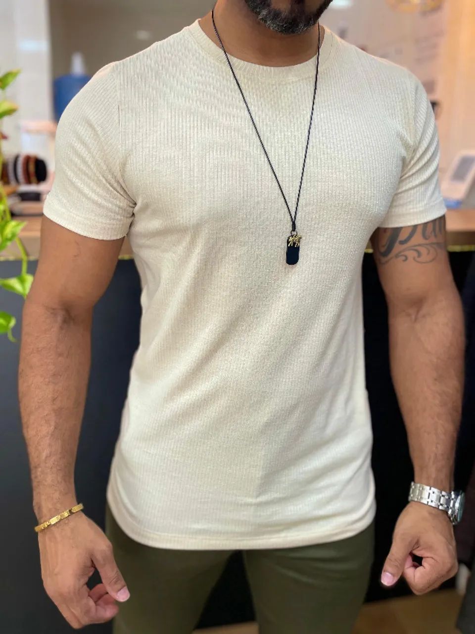 Camisa Masculina Canelada  tecido viscolycra  - Foto 4