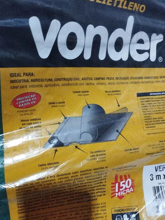 Lona Impermeável Verde 3x3m - vonder - Foto 2