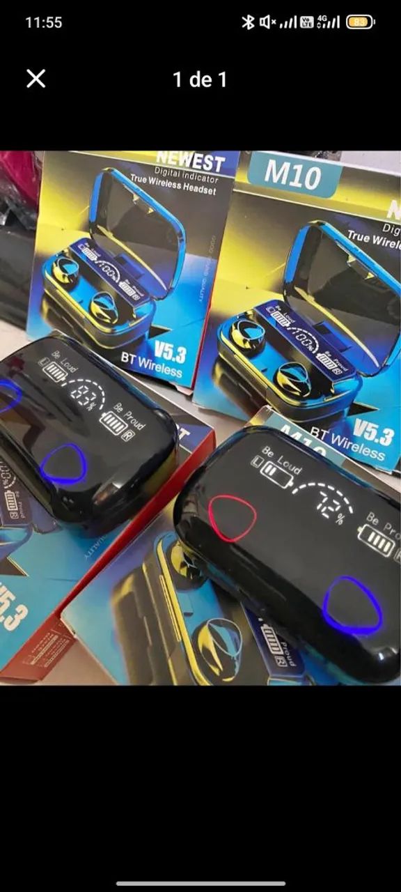 Fone de Ouvido Bluetooth M10 com Display Digital