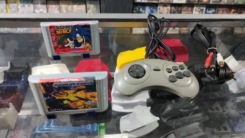 MEGA DRIVE 3 L2 43 JOGOS NA MEMORIA + 2 CARTUCHOS 1 CONTROLE ORIGINAL E CABOS - Foto 4