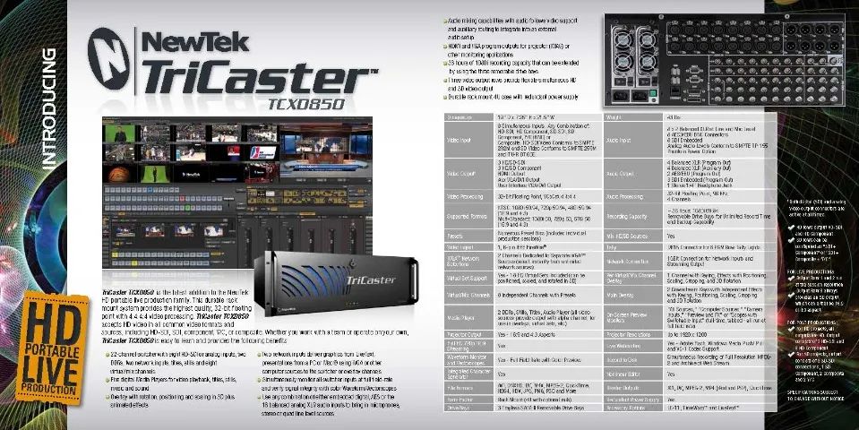 Switcher TriCaster Newtek 850 - TCXD850 - Registrado