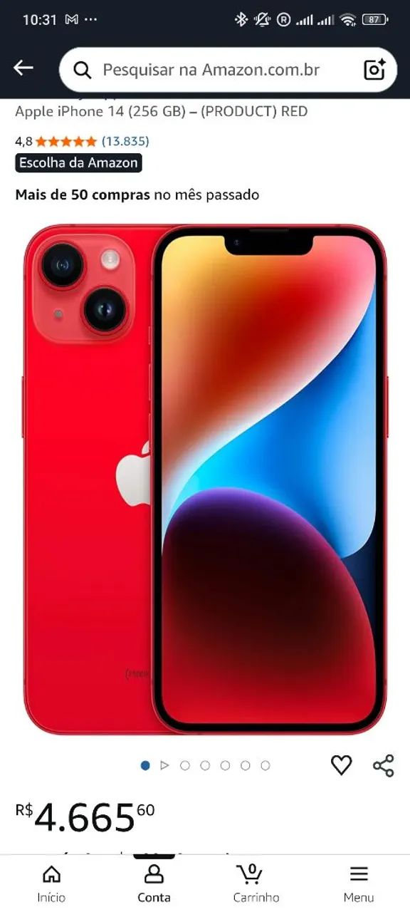 Apple iPhone 14 256gb Vermelho - Novo Lacrado com Garantia