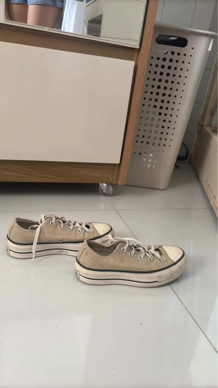Tênis Converse All Star Bege plataforma
