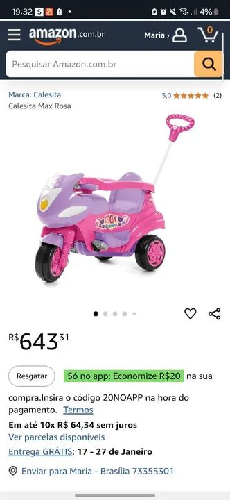 Calesita Max Rosa - Moto Triciclo Infantil