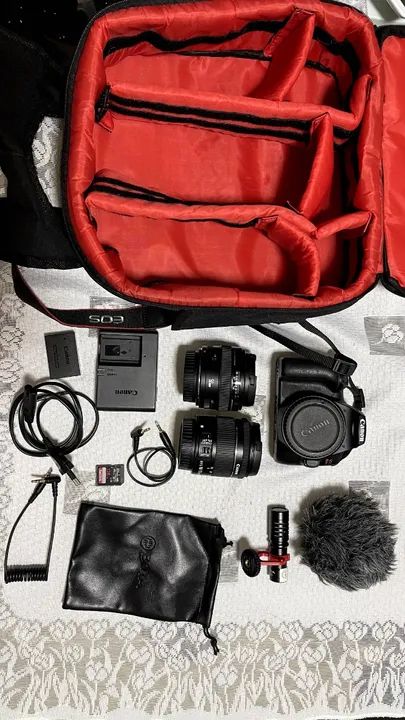 Câmera Canon SL3 - Kit Completo com 2 lentes + microfone + Cartão 128GB + Mochila. - Foto 2