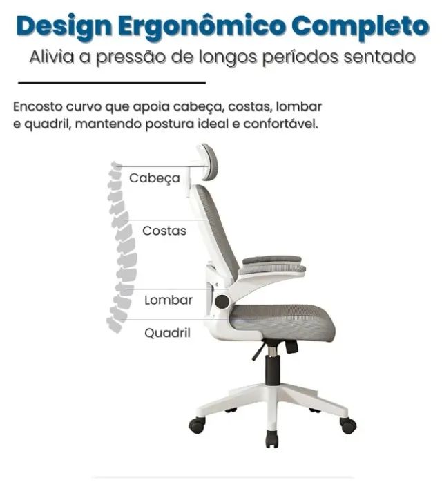 Cadeira Escritório Ergonômica C7 Neo - Proteção Lombar Confortável PREMIUM - Foto 5