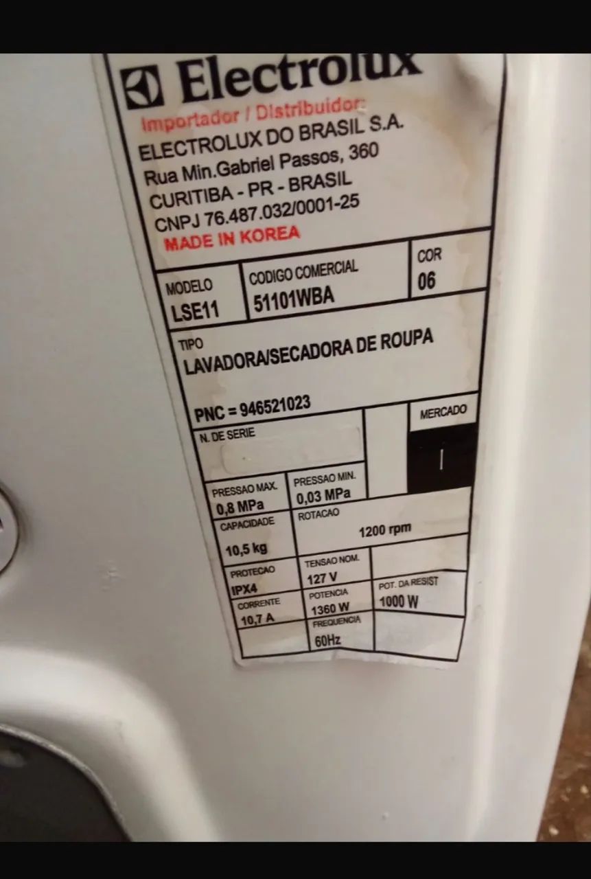 Lava e seca Electrolux LSE11 