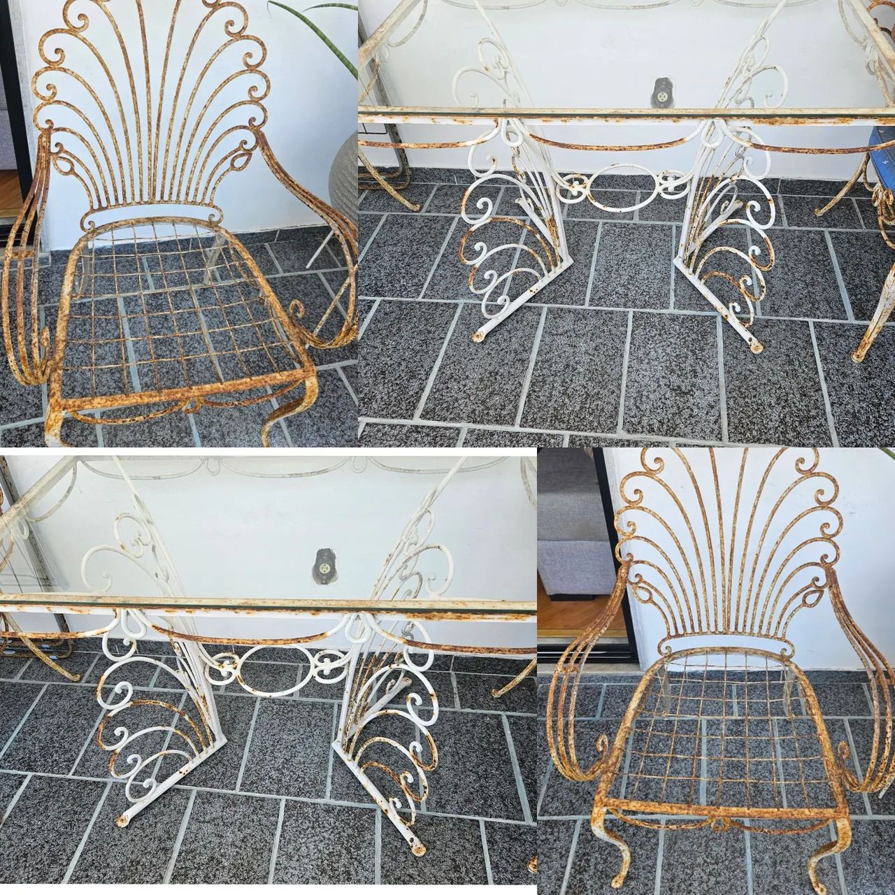 Conjunto de Mesa e Cadeiras Vintage em Ferro