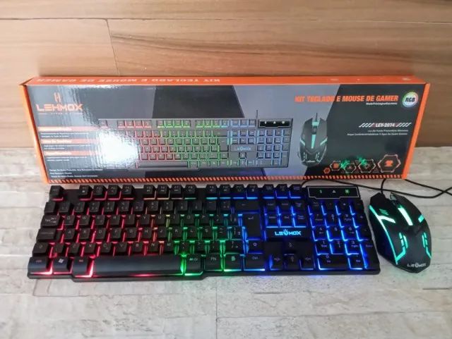 Kit Teclado e Mouse  Gamer Lehmox Led RGB Semi Mecânico
