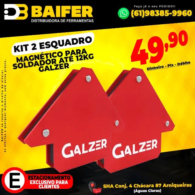 Kit 2 Esquadro Magnético Para Soldador Até 12Kg Galzer