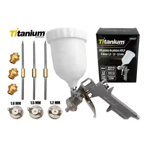 Kit Pistola de Pintura HVLP Titanium - 3 Bicos