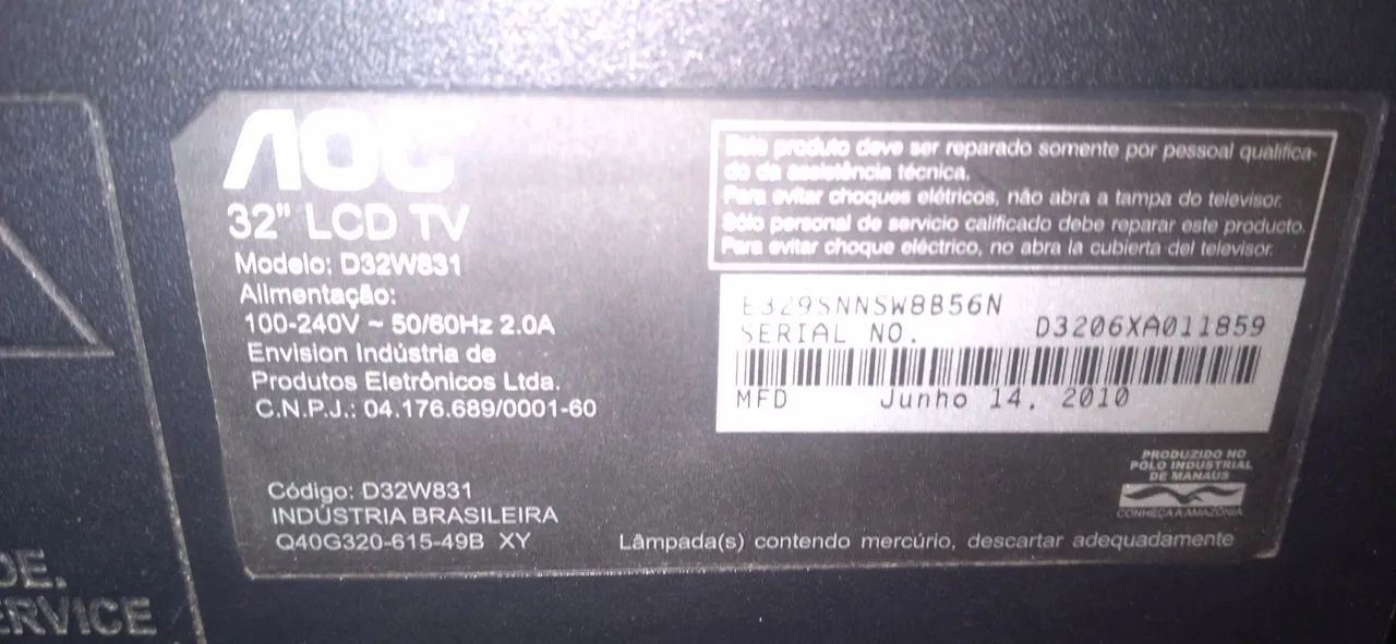 Tv Aoc 32 leia conserto  - Foto 2