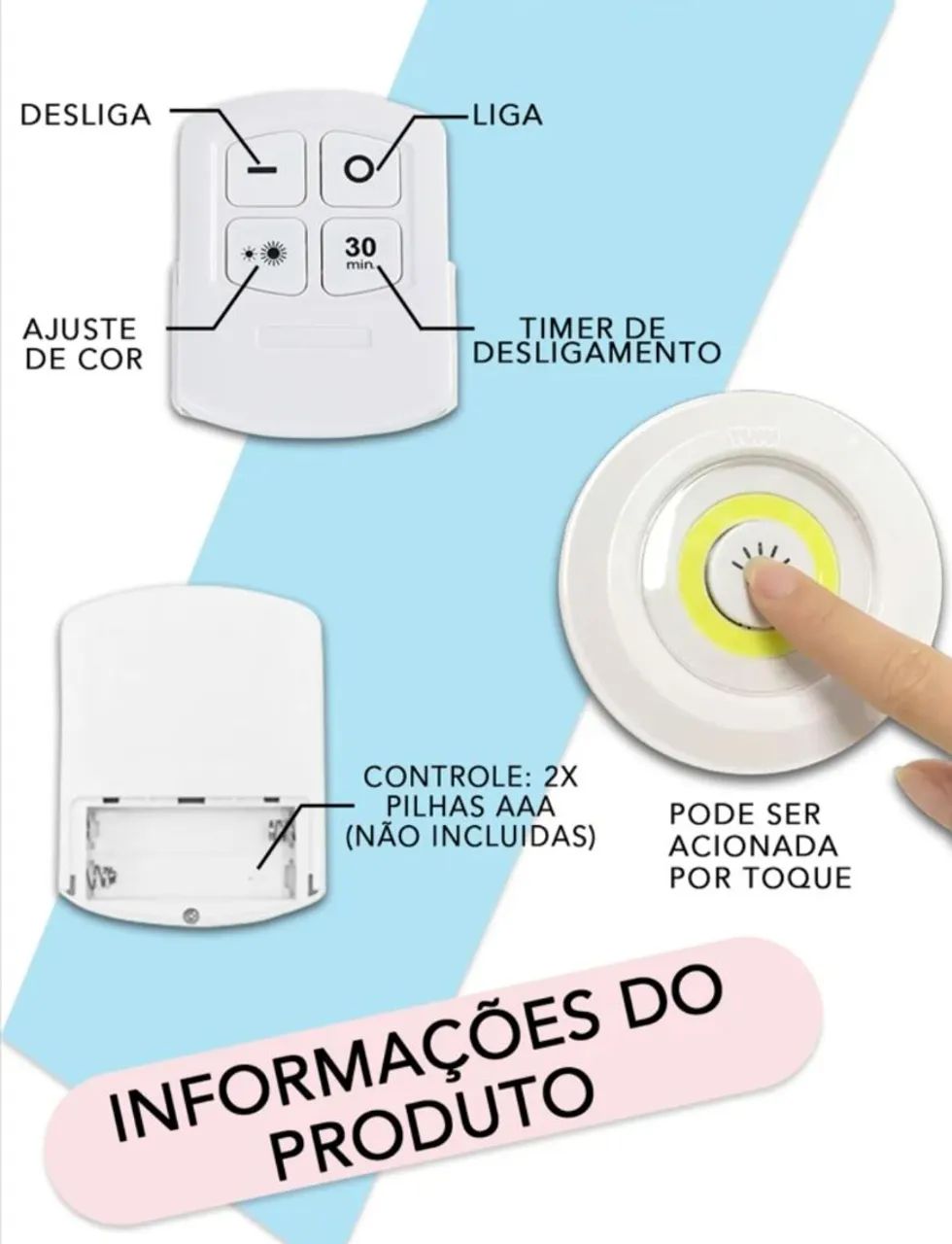 Kit Luminária LED Spot com Controle Remoto Sem Fio - Foto 3