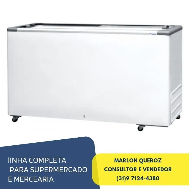 Freezer 503 Litros Tampa de Vidro Fricon Novo