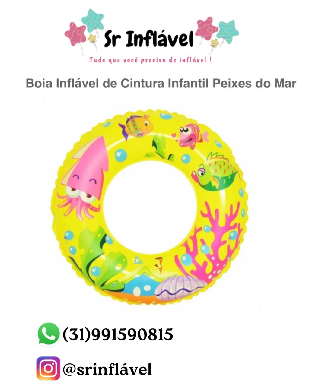 Bóia inflável de cintura peixes do mar Amarela  -NOVA 