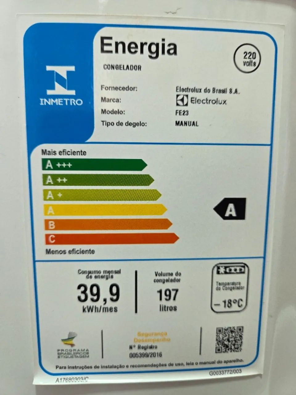 Freezer Electrolux Vertical Uma Porta 197L (FE23) 220V - Foto 4