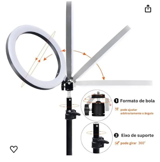 Ring Ligth 10 e 12 Polegadas com tripé regulável incluso. - Foto 2