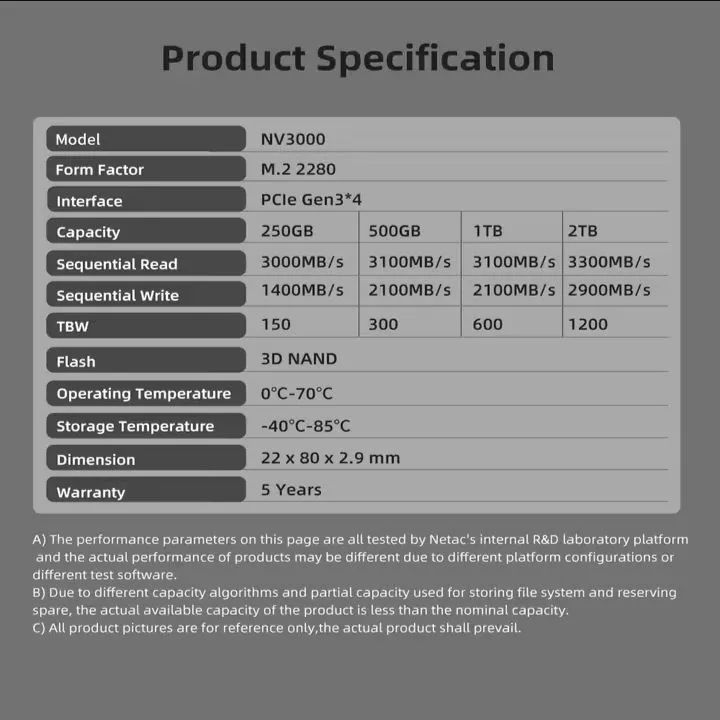 Netac SSD Nvme M2 PCIe 3.0 250GB - Foto 5