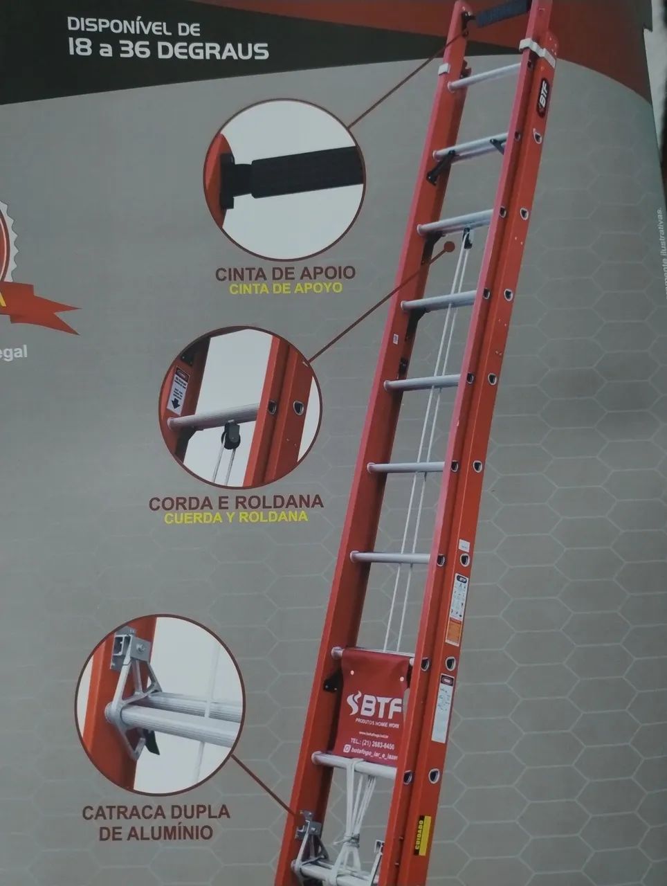 Locação de escada de fibra extensiva 9 metros - Foto 2