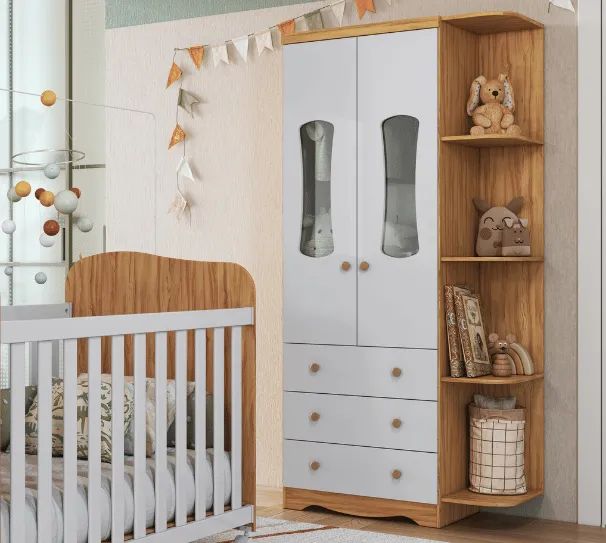 Guarda Roupa Infantil 2 Portas com Prateleiras Luna