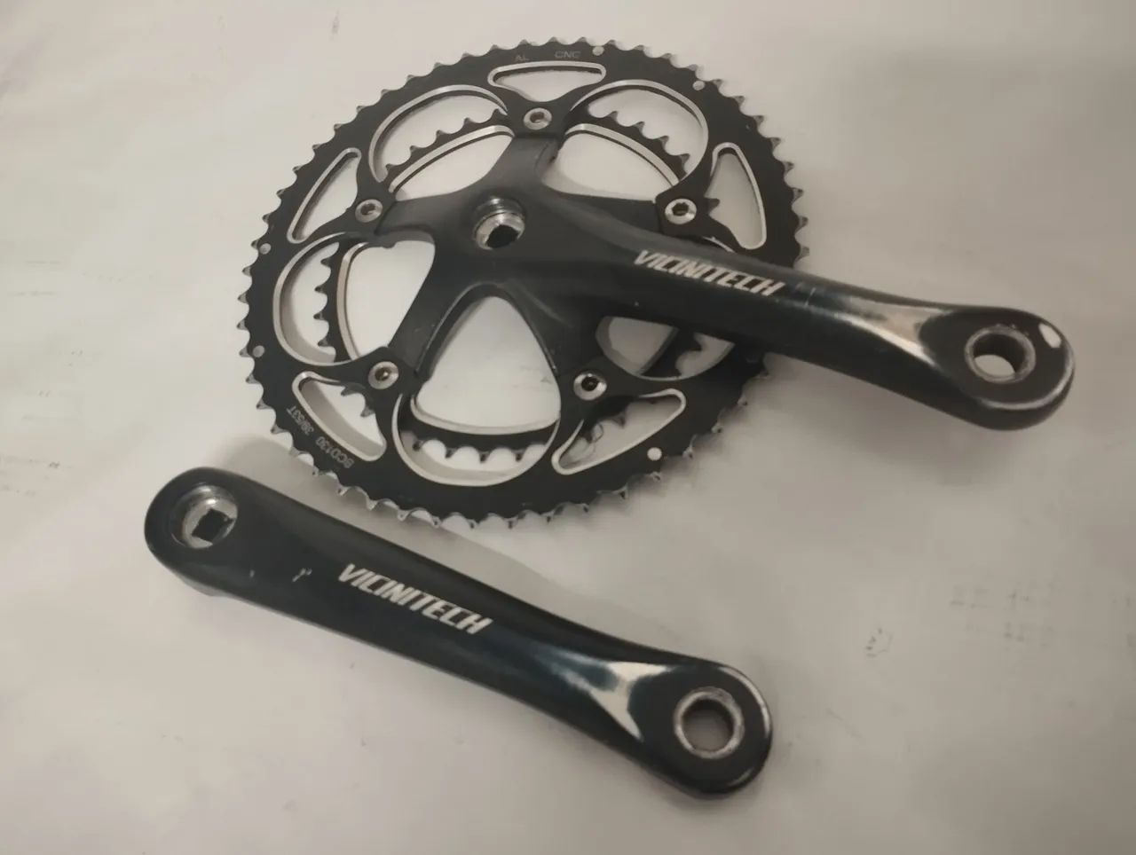 Jogo de Pedivela Vicinitech 53/39 BCD 130mm 172,5mm Preto Usado - Foto 3