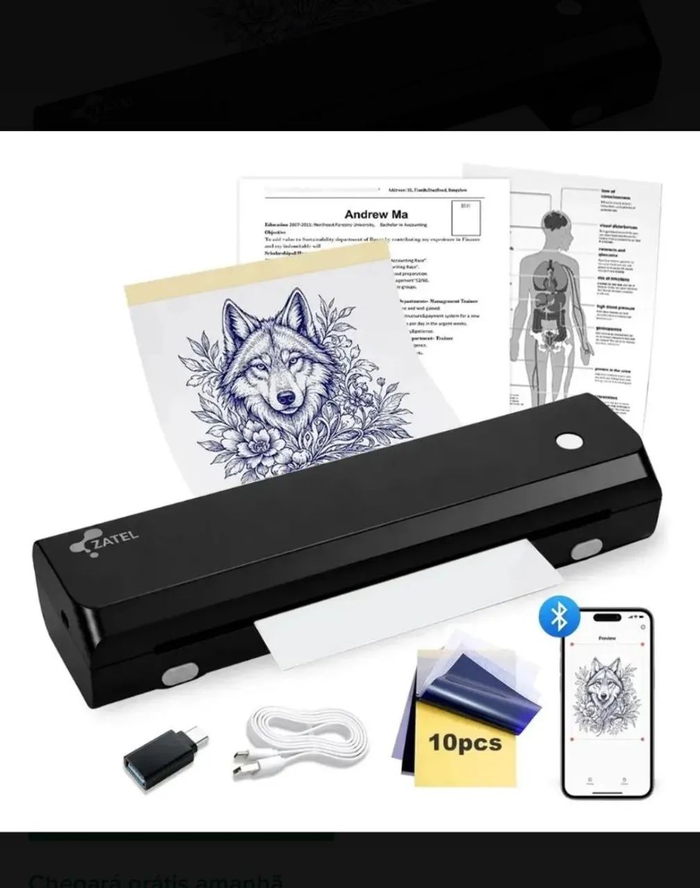 Kit de tatuagem com impressora térmica e tablete - Foto 4