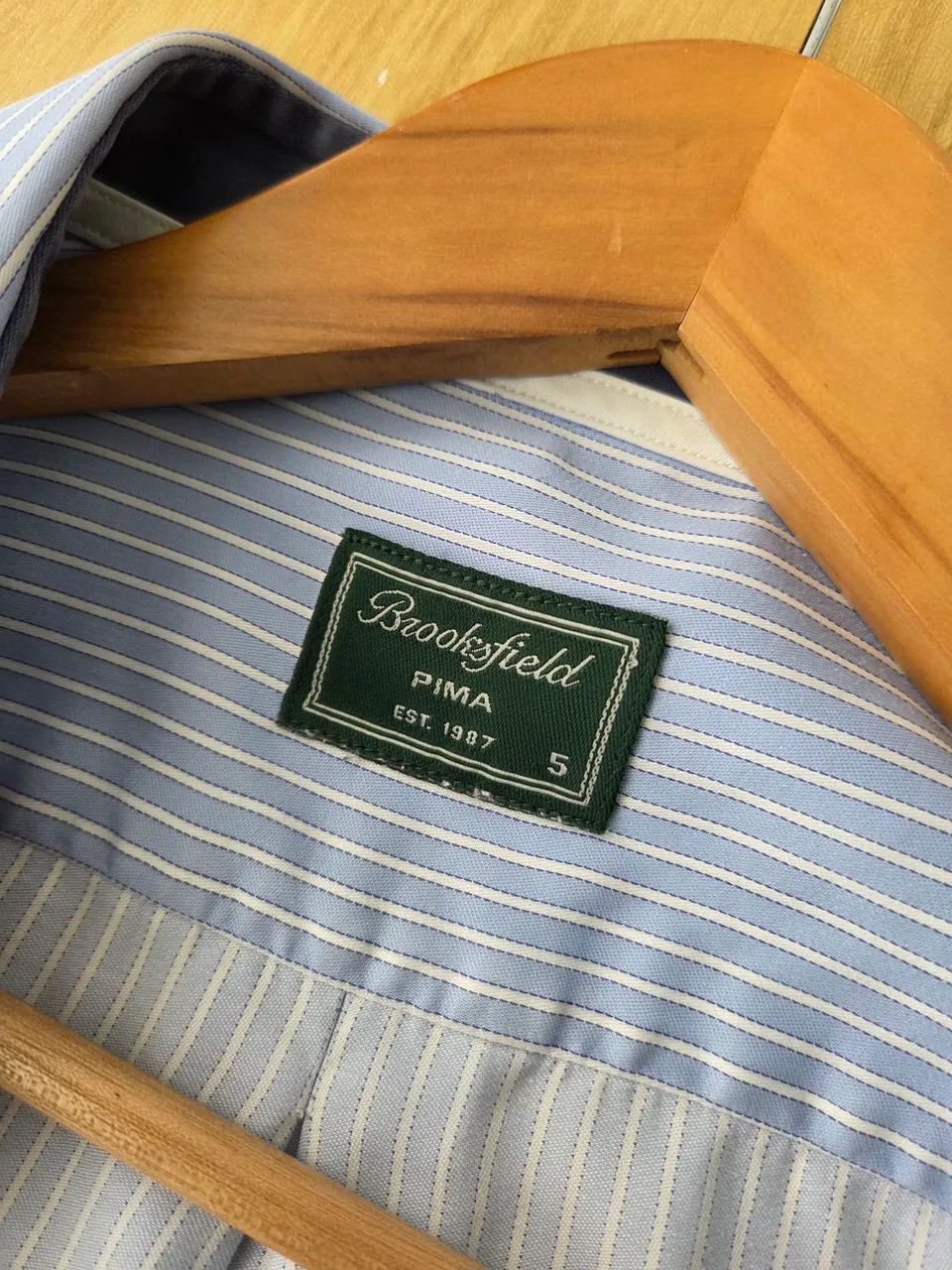 camisa brooksfield pima listrada azul 5 - Foto 5