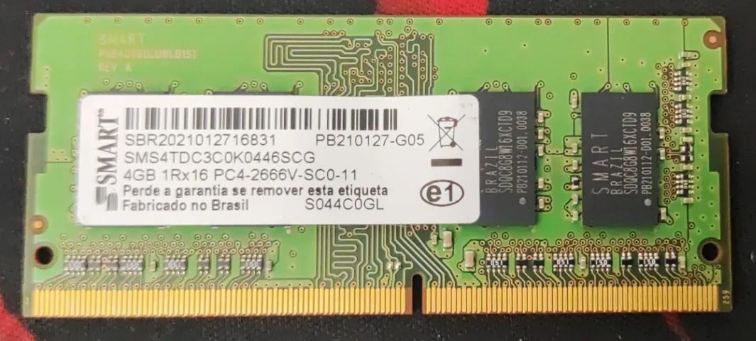Memória 4GB RAM 1Rx16 PC4-2666 laptop DDR4 RAM