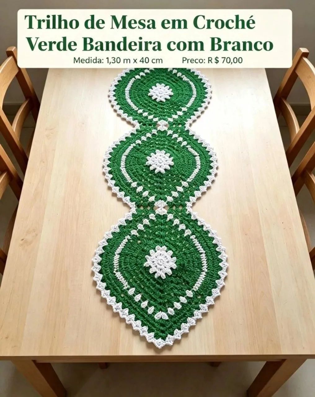 Trilho de mesa em croché  - Foto 2