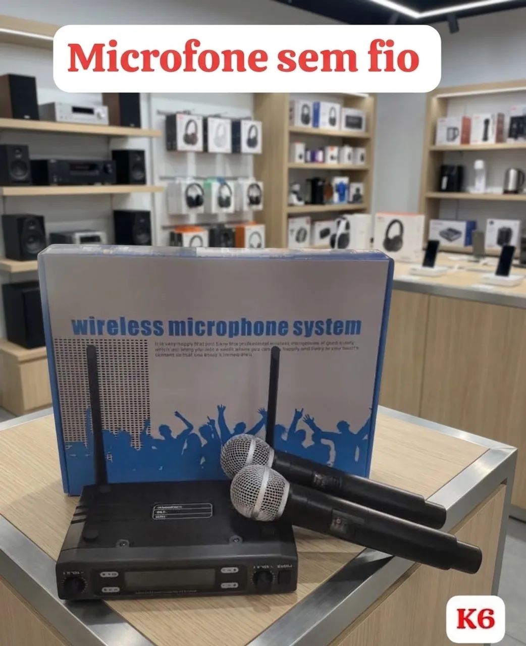 Microfone sem duplo profissional com base