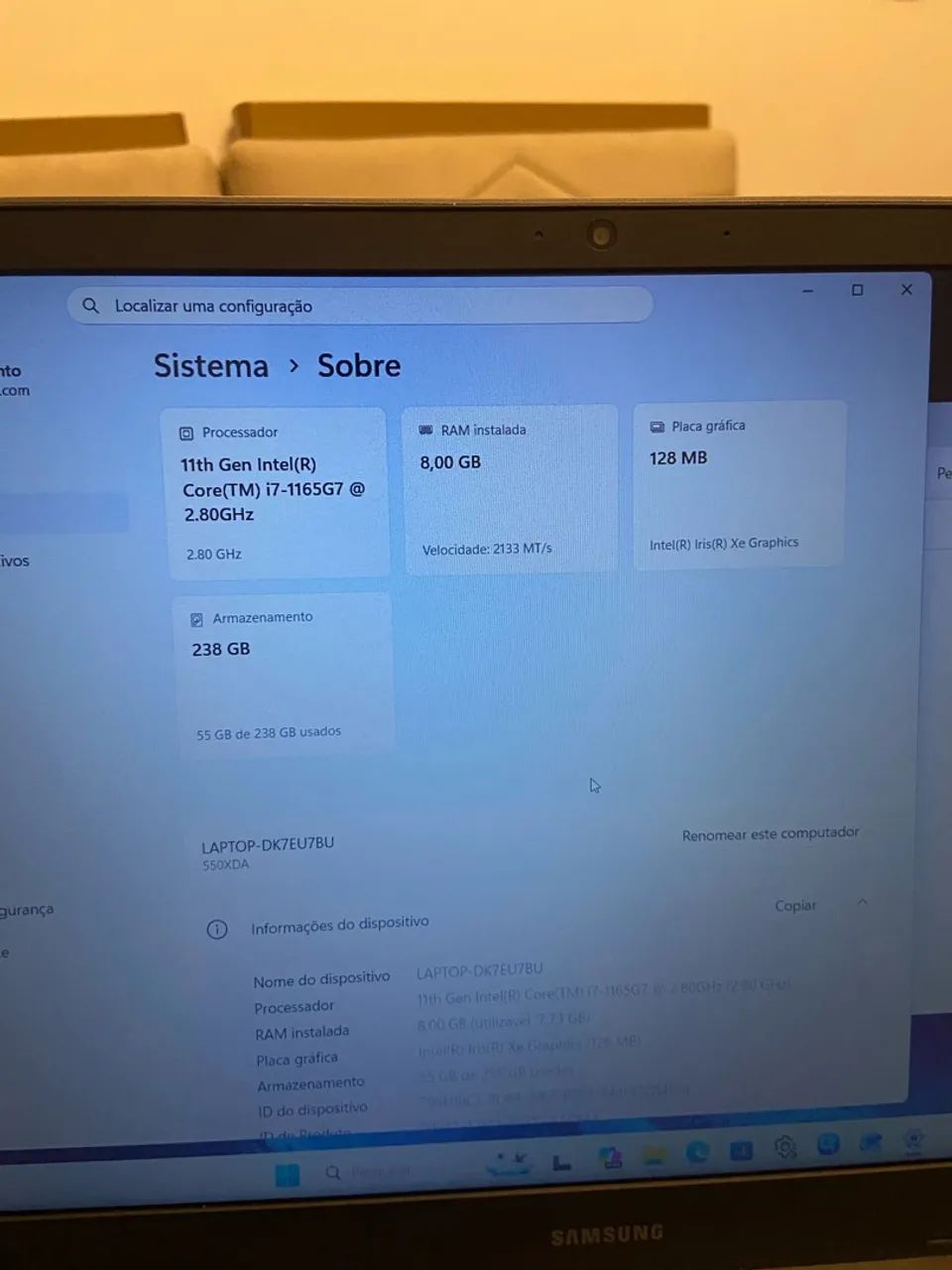 NOTEBOOK SAMAUNG CORE I7 11ª GERAÇÃO  - Foto 3