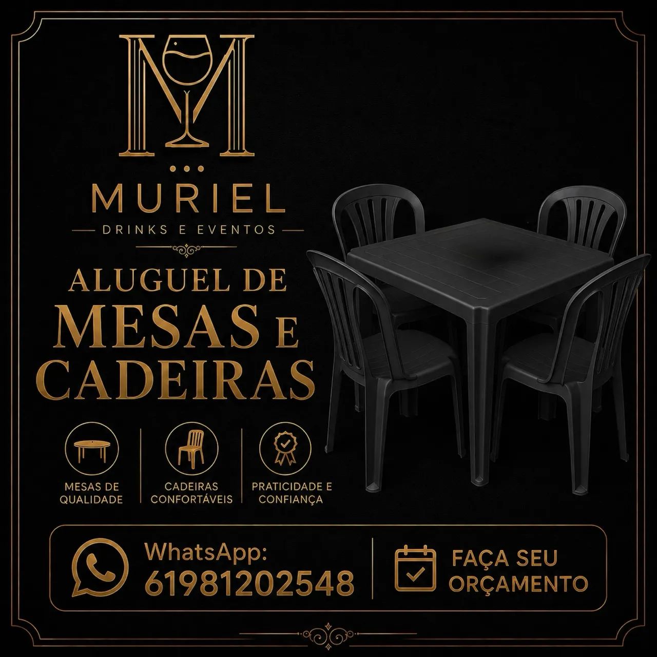 Aluguel de mesas e cadeiras 
