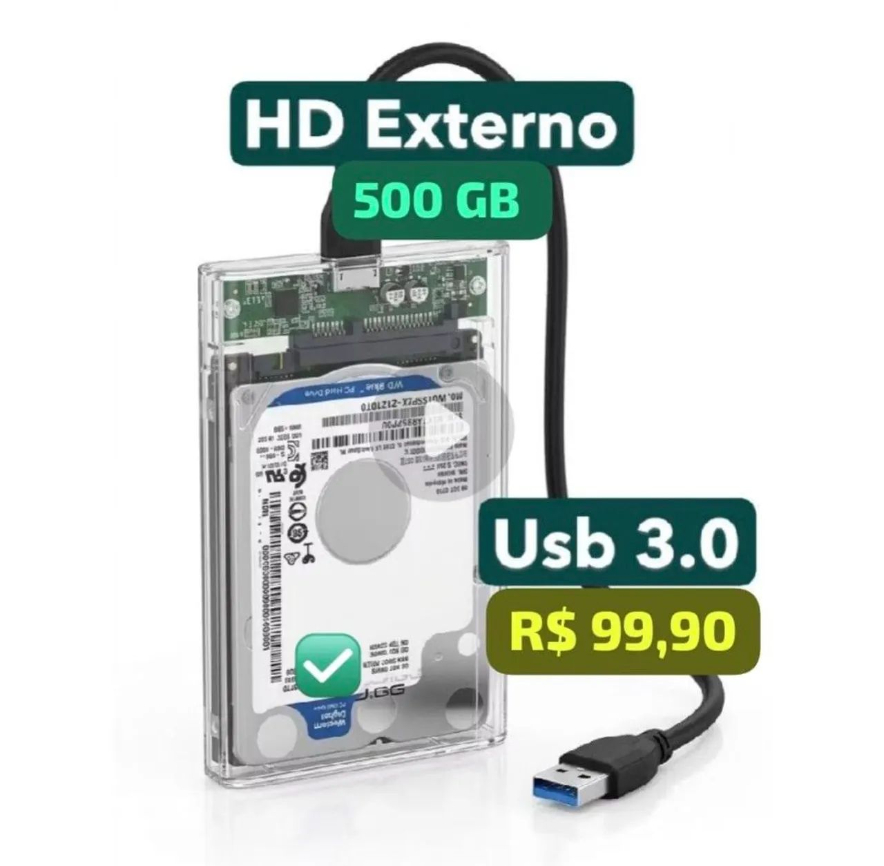 HD externo 500 GB ótimo estado saudável 