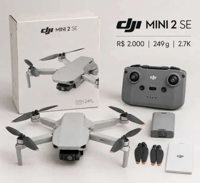 DJI Mini 2 SE Original + Controle + Bateria + Hélices - 2.7K