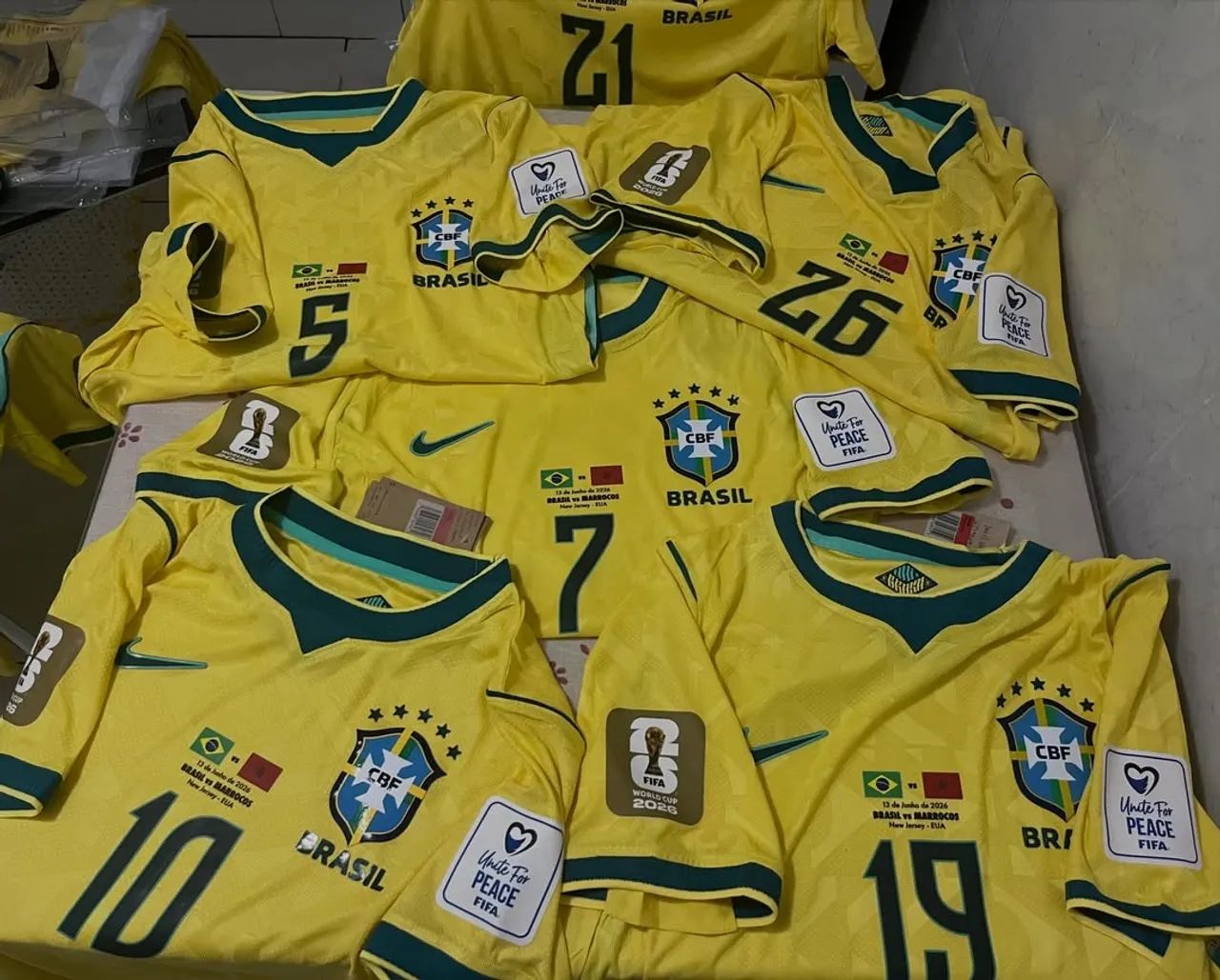 Camisa amarela Brasil copa 2026 customizada de jogo igual dos players em jogo - Foto 2