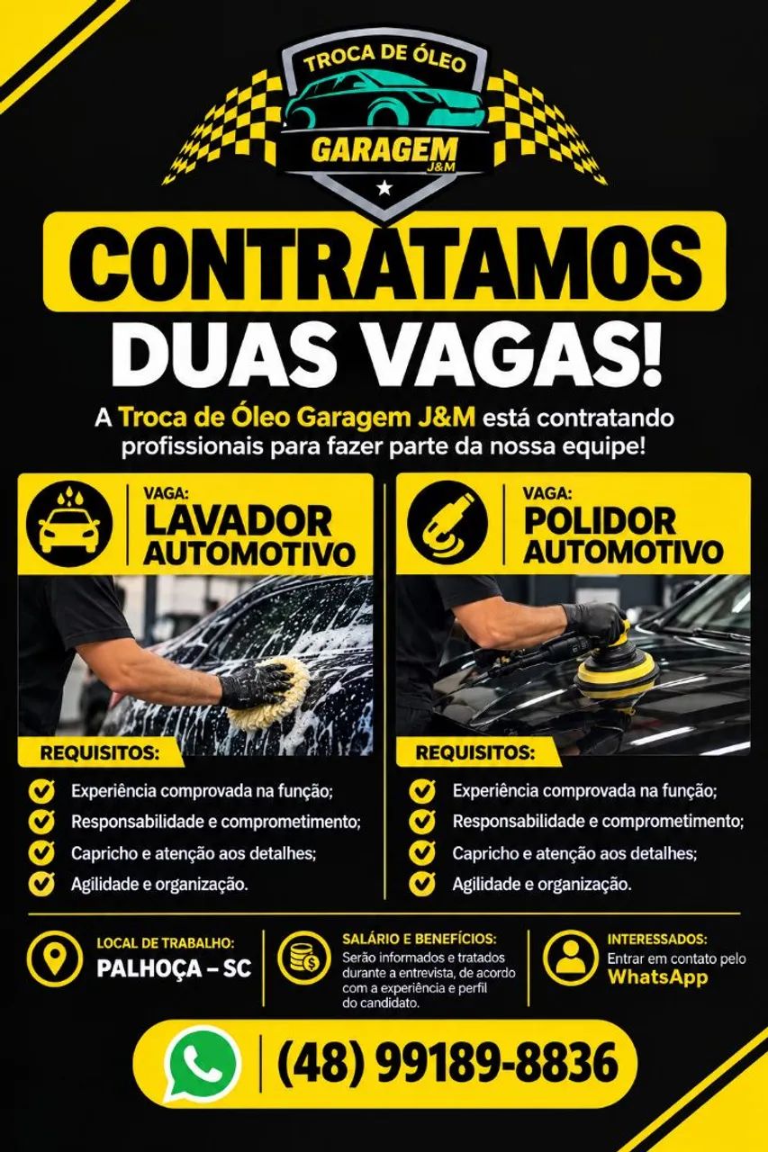 Contrata se Lavador automotivo.