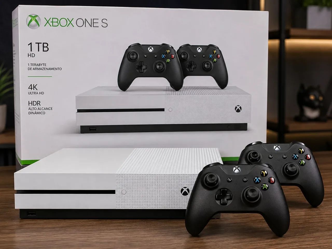 Xbox One S 1TB + 2 Controles Originais Pretos | Excelente Estado