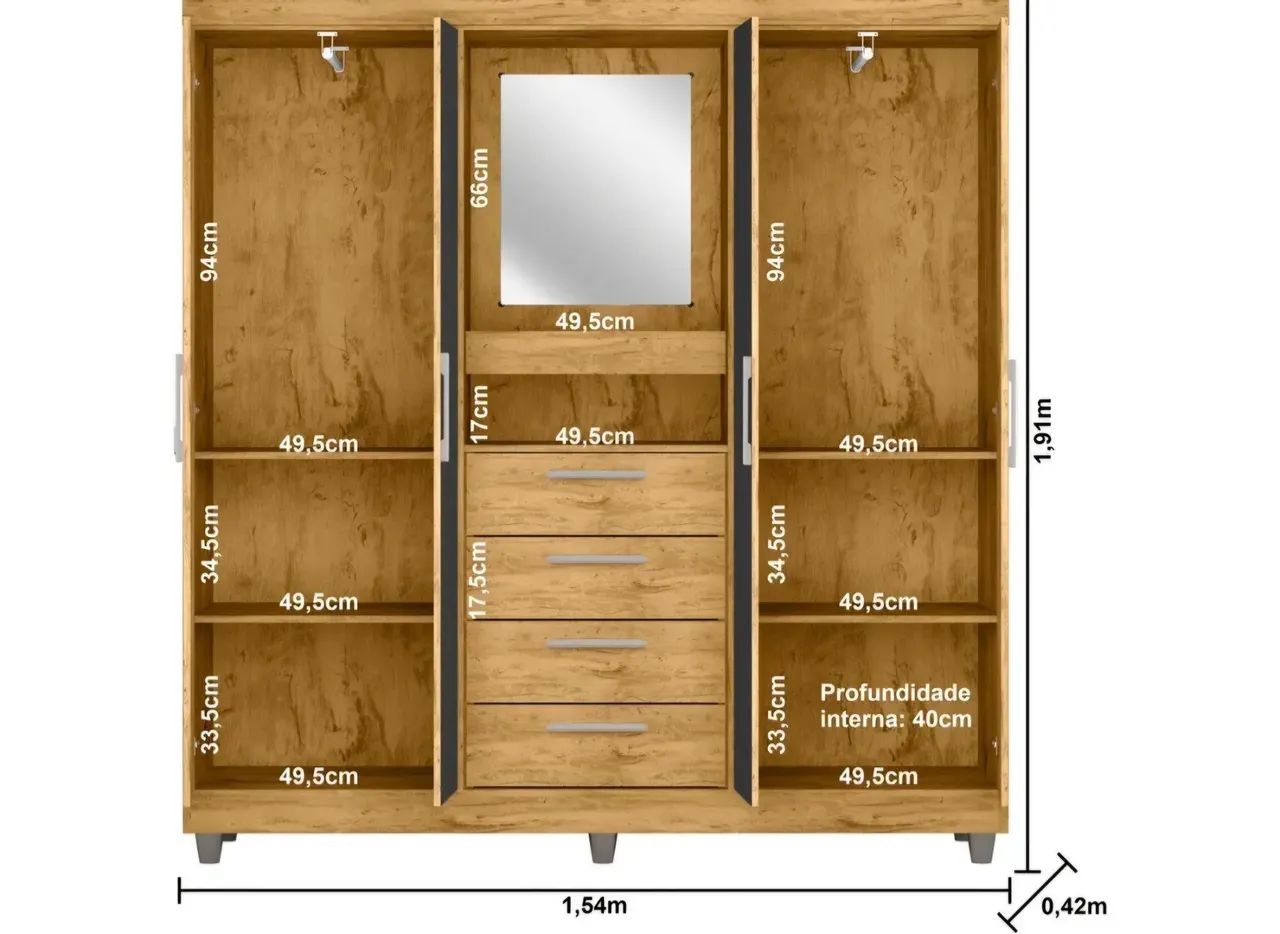 Guarda roupa 4 portas com gavetas - Foto 5