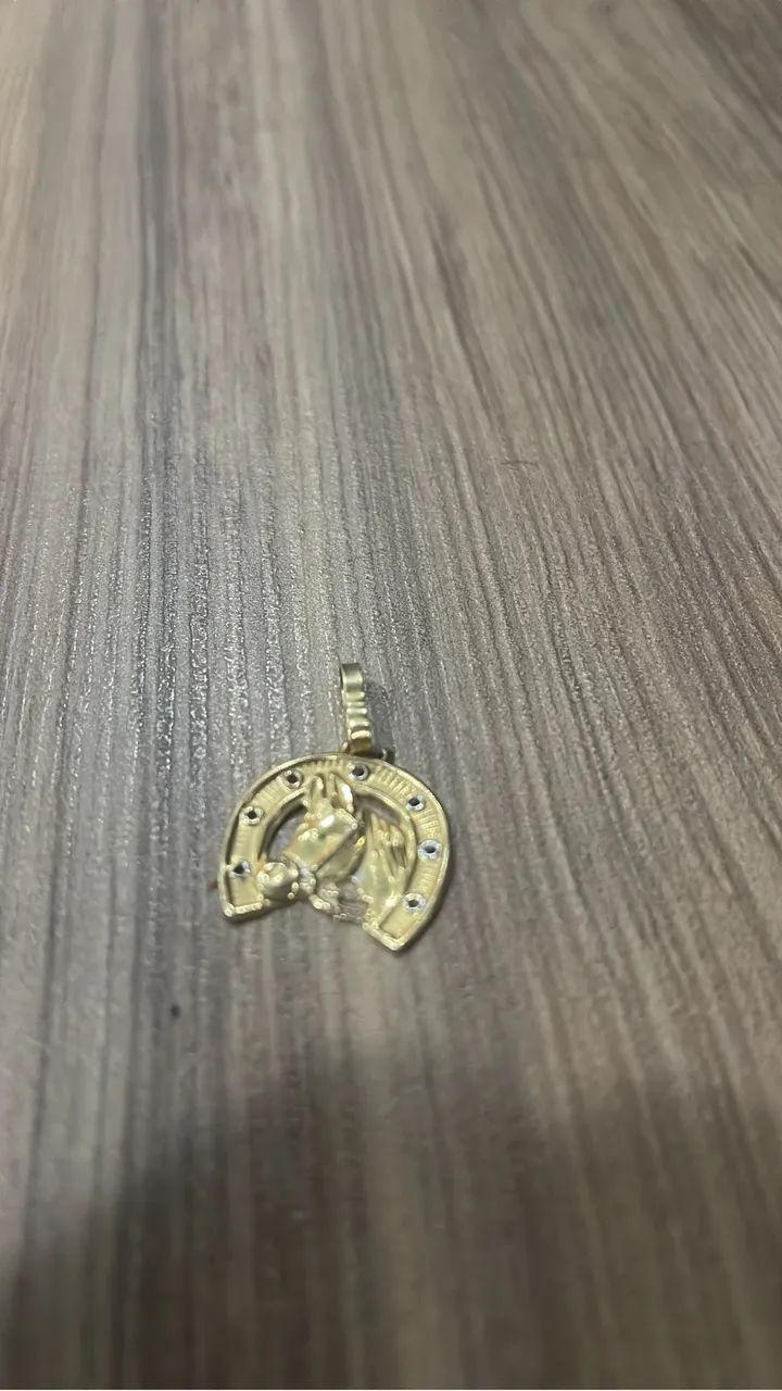 Corrente de ouro tijolinho com pingente  - Foto 3